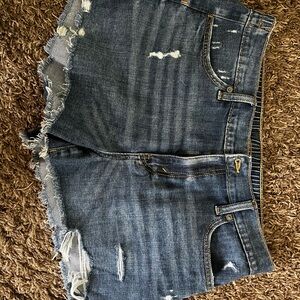 Aerie Blue Distressed Jean Shorts